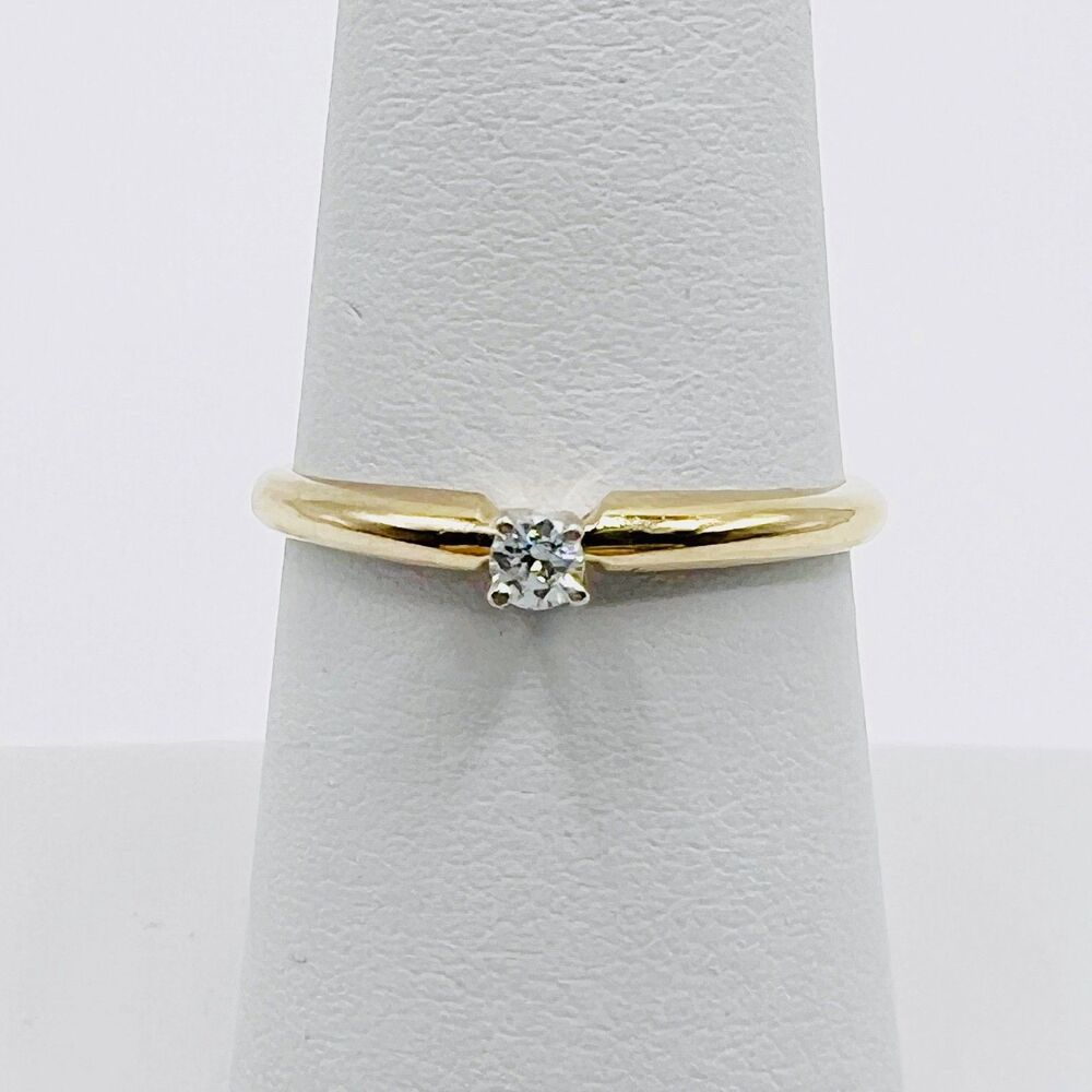 14k Gold Diamond Ring Solitaire Engagement Size 6.25 Yellow White 585